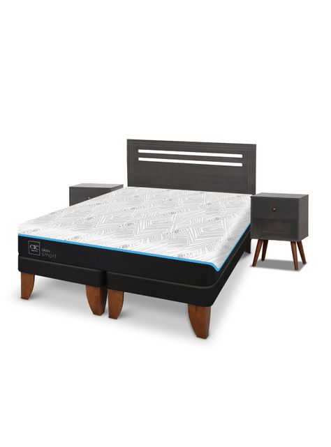 Cama Europea Green Infinity 2 Plazas Base Dividida + Set Muebles Munich Gris-0