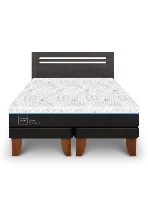 Cama Europea Green Infinity 2 Plazas Base Dividida + Respaldo Munich Gris-2
