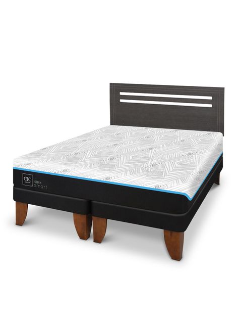 Cama Europea Green Infinity 2 Plazas Base Dividida + Respaldo Munich Gris-0