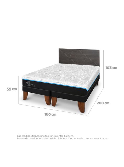 Cama Europea Green Infinity King + Respaldo Villarrica Gris-1