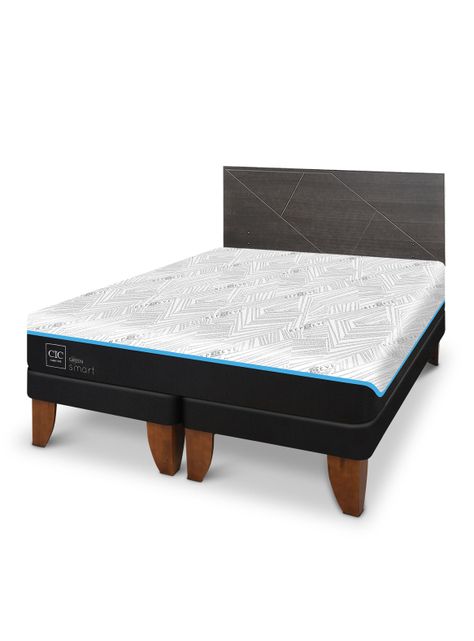 Cama Europea Green Infinity King + Respaldo Villarrica Gris-0