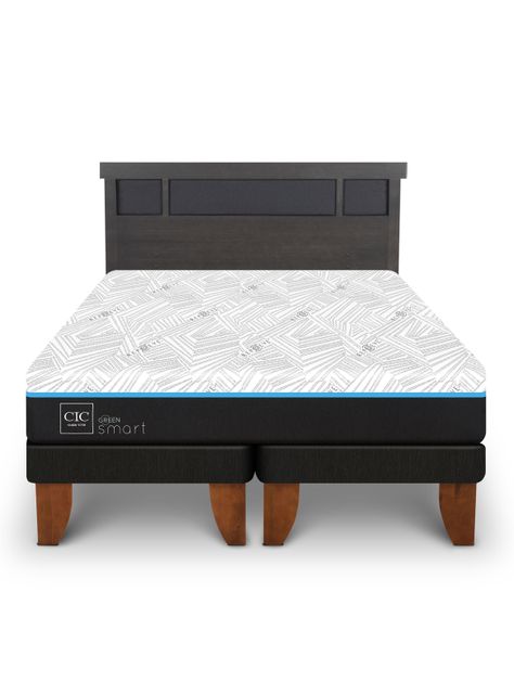 Cama Europea Green Infinity King + Respaldo Dublin Gris-2