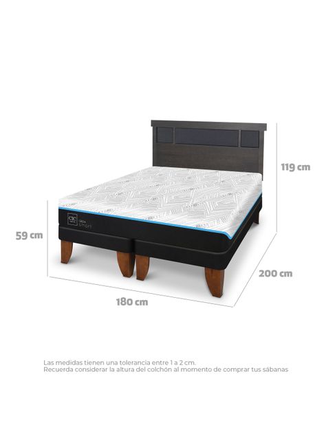 Cama Europea Green Infinity King + Respaldo Dublin Gris-1