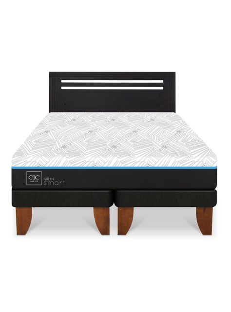 Cama Europea Green Infinity 2 Plazas Base Dividida + Respaldo Munich Negro-2