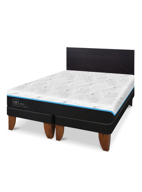 Cama Europea Green Infinity King + Respaldo Villarrica Negro-0