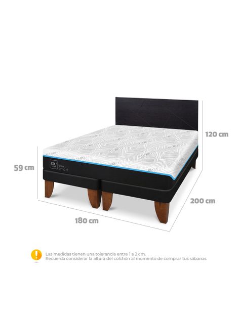 Cama Europea Green Infinity King + Respaldo Villarrica Negro-1