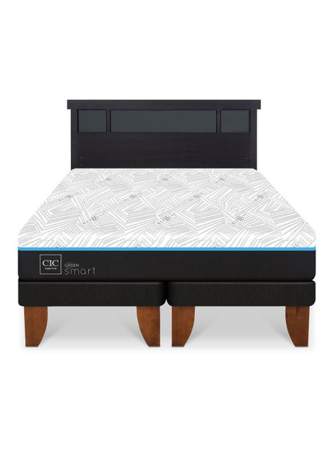 Cama Europea Green Infinity King + Respaldo Dublin Negro-2