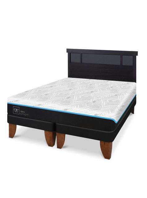 Cama Europea Green Infinity King + Respaldo Dublin Negro-0