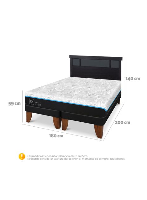 Cama Europea Green Infinity King + Respaldo Dublin Negro-1