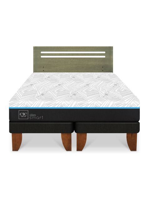 Cama Europea Green Infinity 2 Plazas Base Dividida + Respaldo Munich Olivo-2