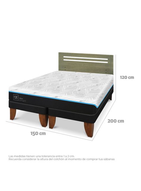 Cama Europea Green Infinity 2 Plazas Base Dividida + Respaldo Munich Olivo-1
