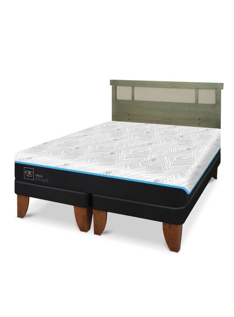 Cama Europea Green Infinity King + Respaldo Dublin Olivo-0
