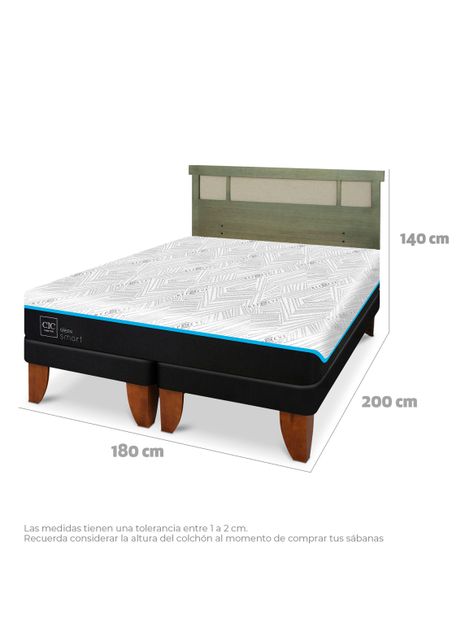 Cama Europea Green Infinity King + Respaldo Dublin Olivo-1