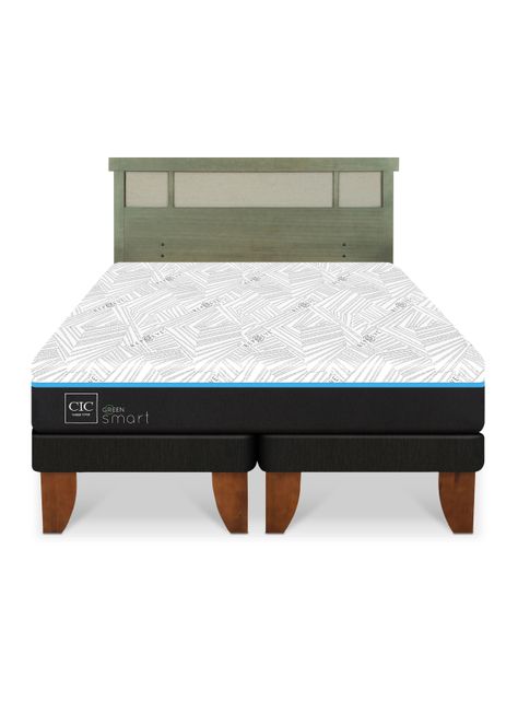 Cama Europea Green Infinity King + Respaldo Dublin Olivo-2