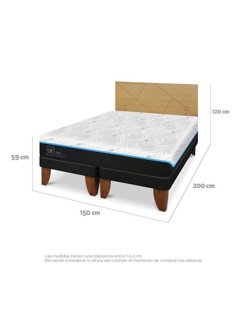 Cama Europea Green Infinity 2 Plazas Base Dividida + Respaldo Villarrica Mostaza-1