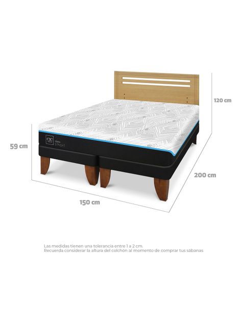 Cama Europea Green Infinity 2 Plazas Base Dividida + Respaldo Munich Mostaza-1