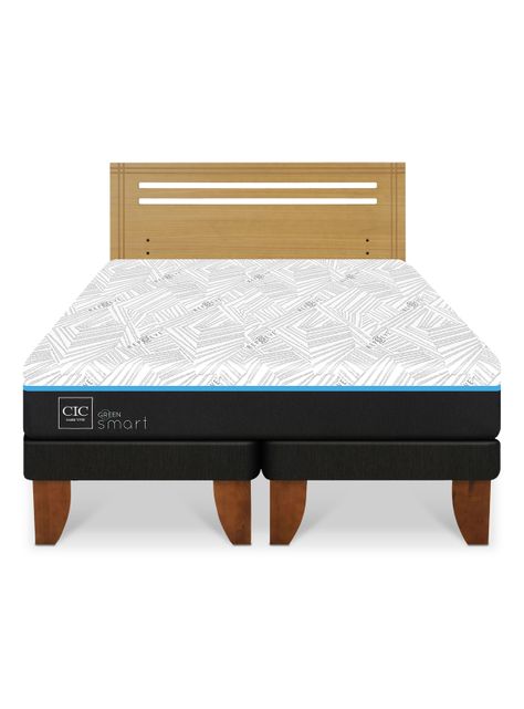 Cama Europea Green Infinity 2 Plazas Base Dividida + Respaldo Munich Mostaza-2