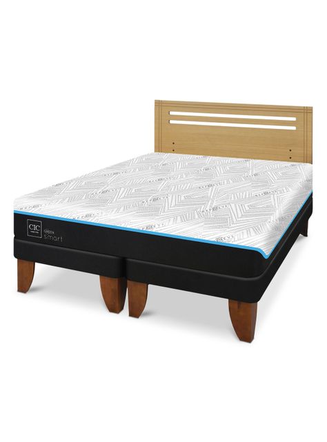 Cama Europea Green Infinity 2 Plazas Base Dividida + Respaldo Munich Mostaza-0
