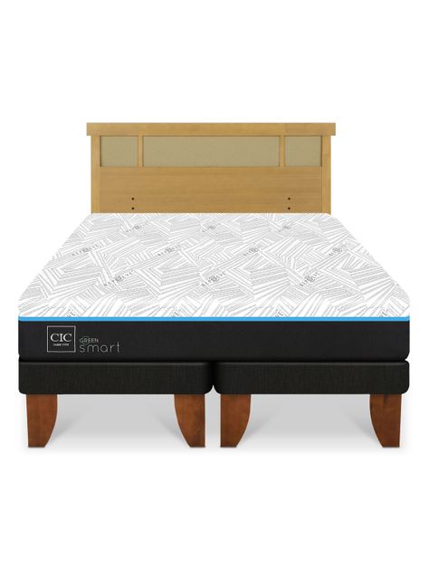 Cama Europea Green Infinity 2 Plazas Base Dividida + Respaldo Dublin Mostaza-2