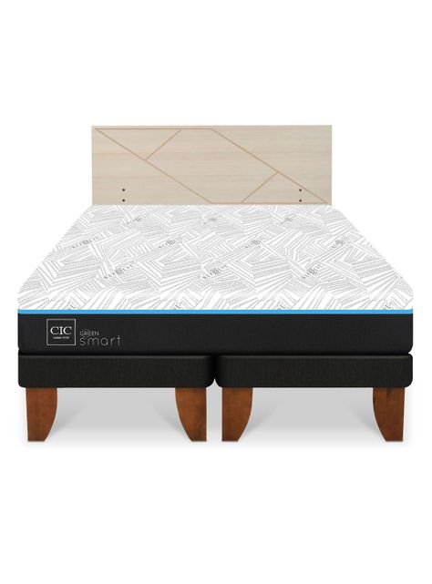Cama Europea Green Infinity 2 Plazas Base Dividida + Respaldo Villarrica Alpino-2