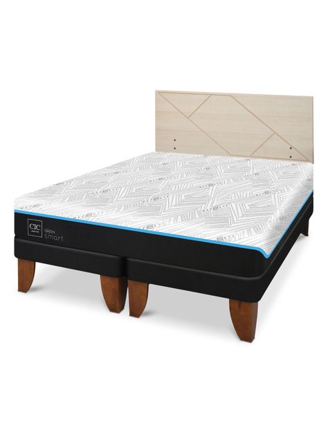Cama Europea Green Infinity 2 Plazas Base Dividida + Respaldo Villarrica Alpino-0