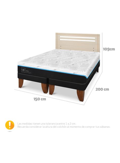 Cama Europea Green Infinity 2 Plazas Base Dividida + Respaldo Munich Alpino-1
