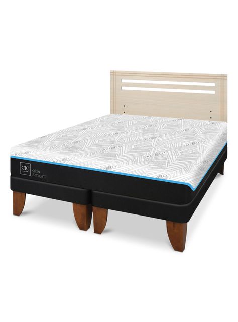 Cama Europea Green Infinity 2 Plazas Base Dividida + Respaldo Munich Alpino-0