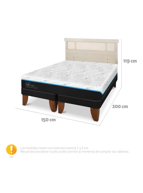 Cama Europea Green Infinity 2 Plazas Base Dividida + Respaldo Dublin Alpino-1