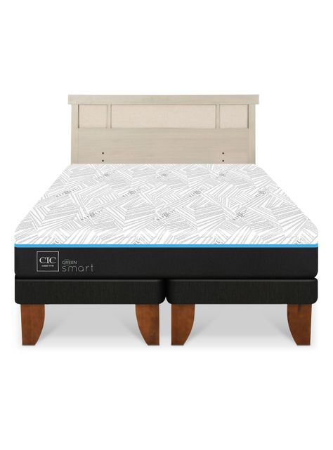 Cama Europea Green Infinity 2 Plazas Base Dividida + Respaldo Dublin Alpino-2