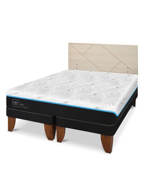 Cama Europea Green Infinity King + Respaldo Villarrica Alpino-0