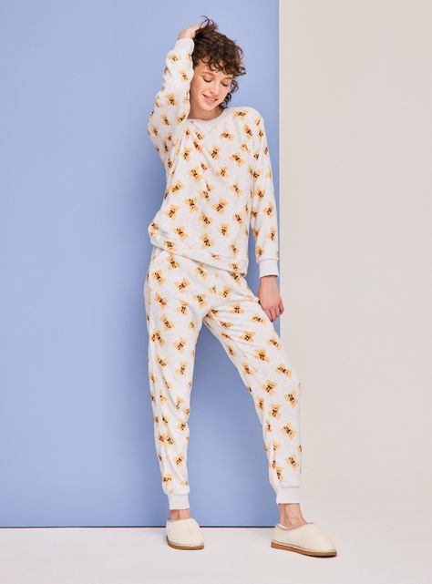 Pijama Full Print Coral Fleece-4