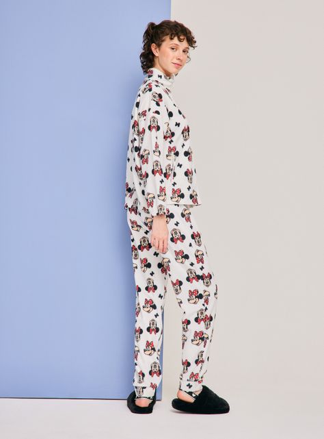 Pijama Disney Minnie Print Polerón Coral Pantalón Polar-5