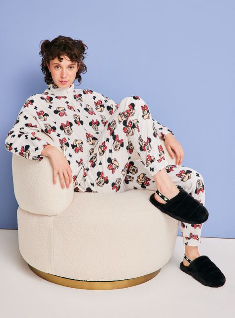 Pijama Disney Minnie Print Polerón Coral Pantalón Polar-4