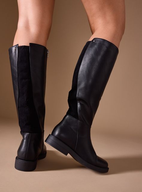 Bota Larga Mix Materiales Mujer-0