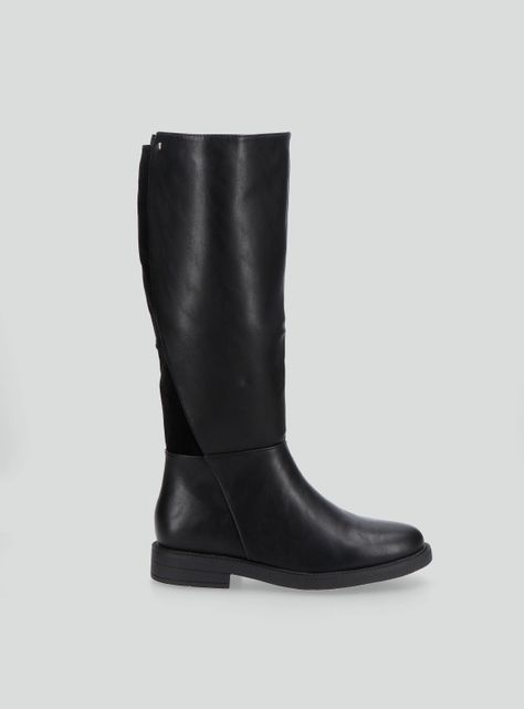 Bota Larga Mix Materiales Mujer-1