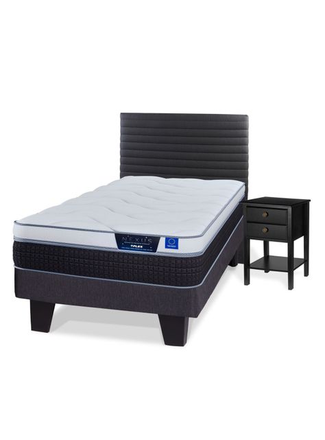 Cama Europea Nexus 1.5 Plazas Box + Respaldo Modern + Velador Rover-0