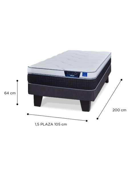 Cama Europea Nexus 1.5 Plazas Box + Respaldo Modern + Velador Rover-1
