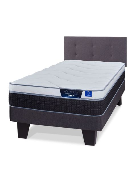 Cama Europea Nexus 1.5 Plazas Box + Respaldo Royal Grafito-0
