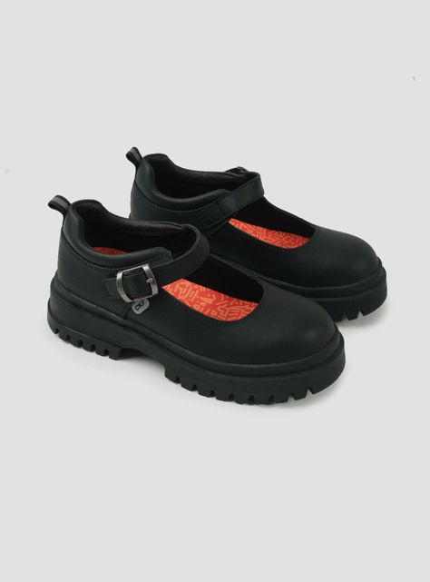 Zapato Escolar Reina Plataforma y Hebilla Cuero Niña-1