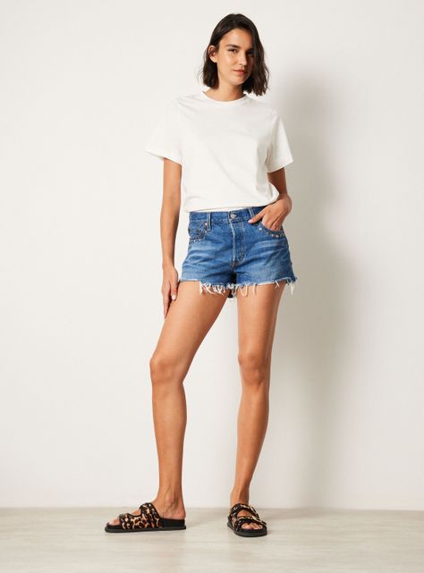 Short Lovemade Tiro Medio Levis Denim Azul-3