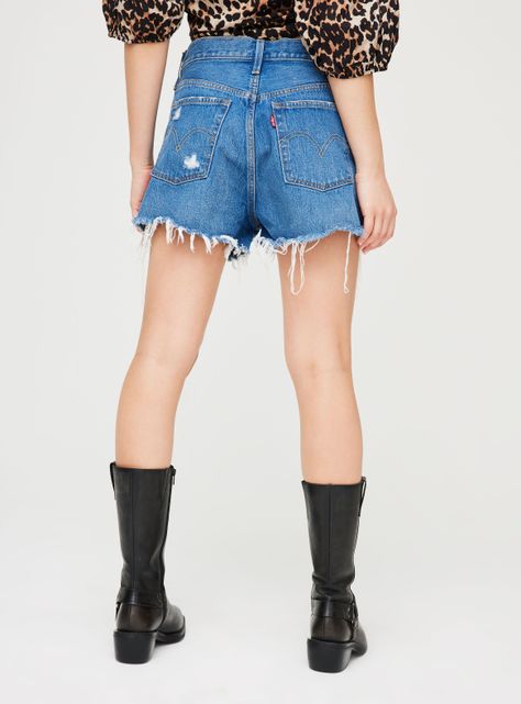 Short Lovemade Deshilachado Levis Denim Azul-1