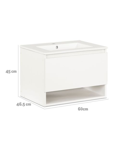 Vanitorio Aéreo Mónaco 60 cm 1 Cajón Blanco-1
