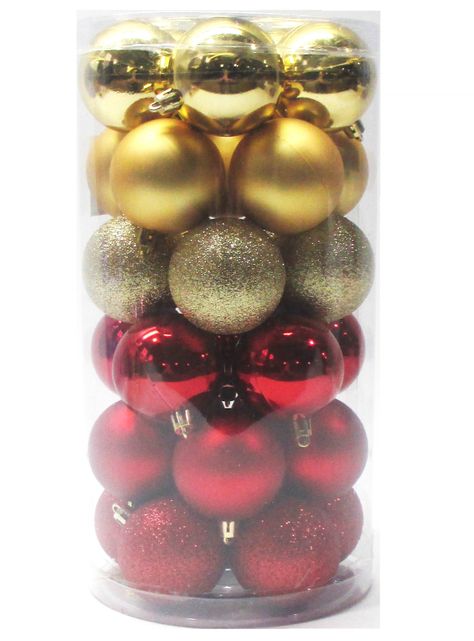 Set 30 Esferas Navidad Dorado y Rojo-0