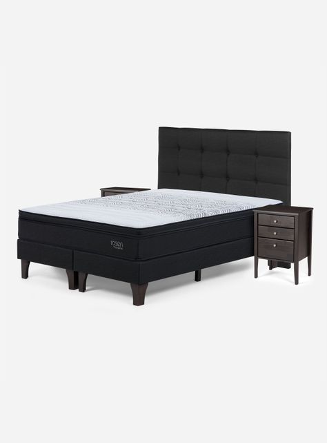 Cama Europea Tempo 2 Plazas Base Dividida + Set Muebles Issey-0
