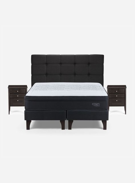 Cama Europea Tempo 2 Plazas Base Dividida + Set Muebles Issey-1