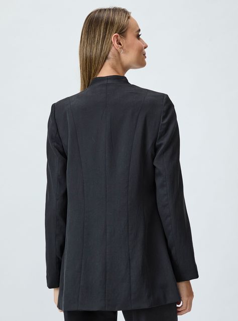 Blazer Liso con Botón Poliéster-1