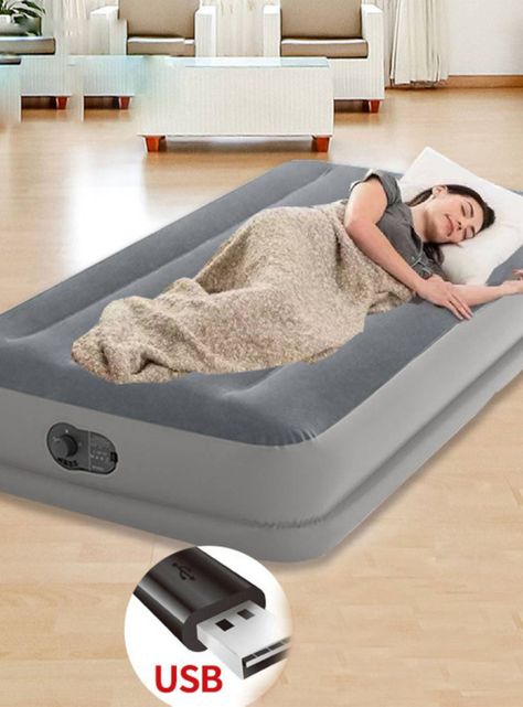 Cama Inflable Eléctrica USB 1 Plaza Gris-4