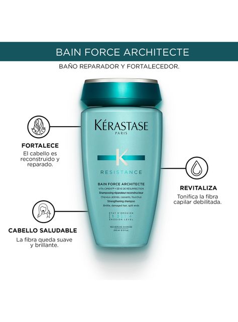Shampoo Fortalecedor Cabello Frágil y Debilitado Bain Force Architecte Resistance 250ml-3