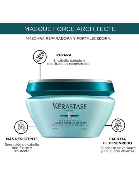 Máscara Reparación Cabello Frágil y Debilitado Masque Force Architecte Resistance 200ml-3