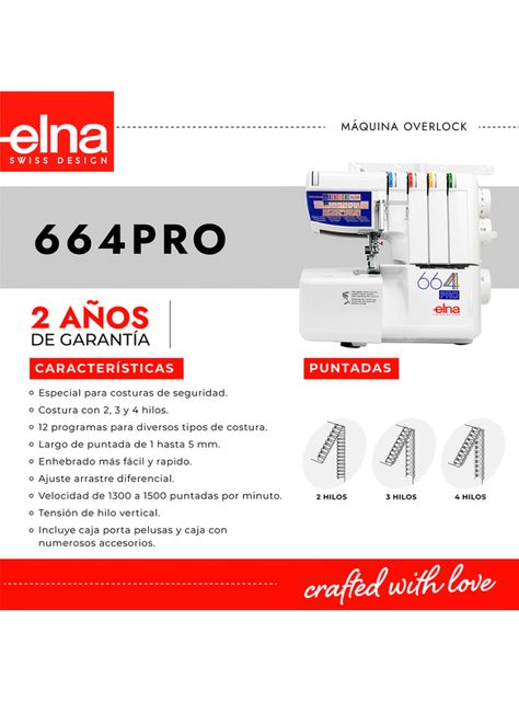 Máquina Overlock Elna 664PRO-6